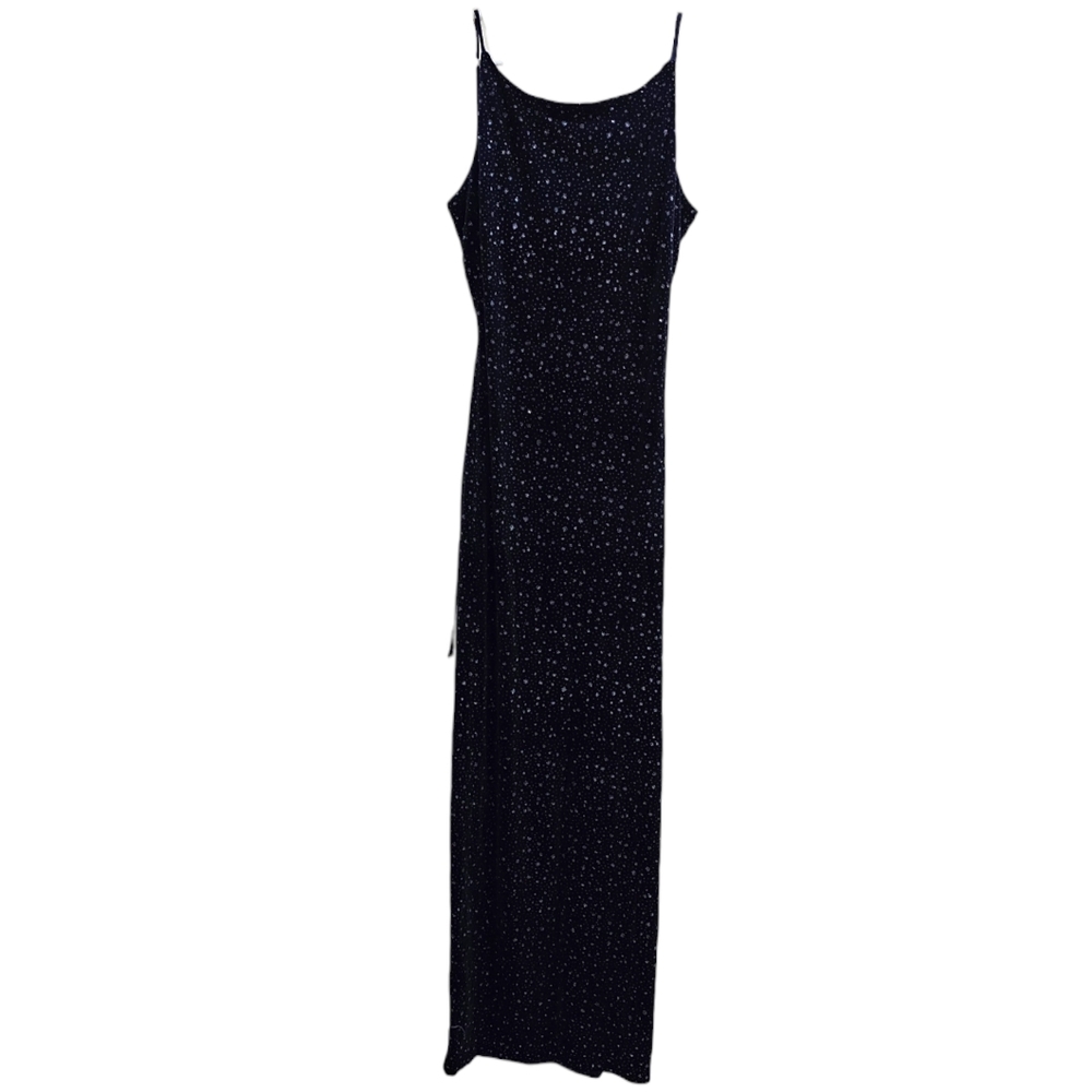 Blondie Nites Velvet Navy Blue Spaghetti Strap Formal Dress Size 7/8
